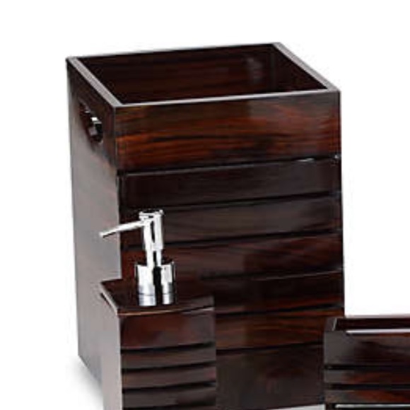 Croscill Bath Sun Valley Wood Trash Bin From Croscill Dark Brown
